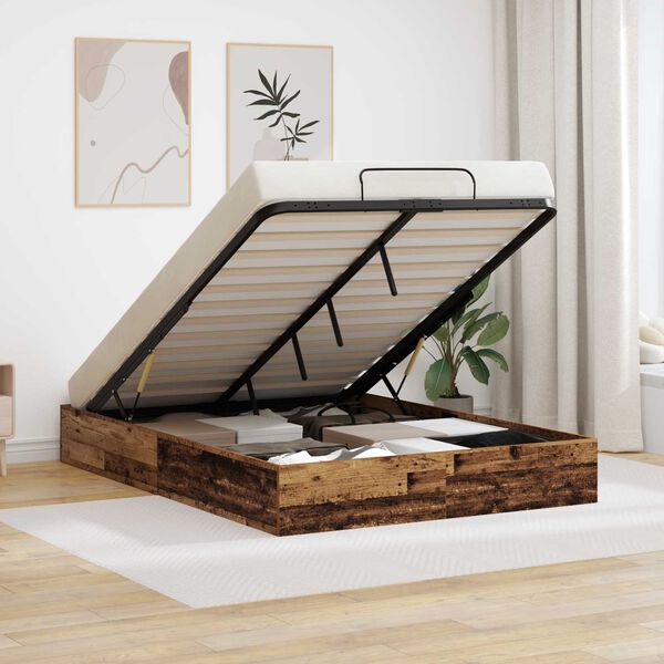 vidaXL Ottoman Sengestel Gammelt tr&aelig; 193 x 120 x 25 cm Sp&aring;nplade