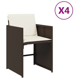 vidaXL havestole 4 stk. med hynder polyrattan brun