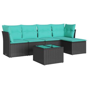 vidaXL sofas&aelig;t til haven 6 dele med hynder polyrattan sort