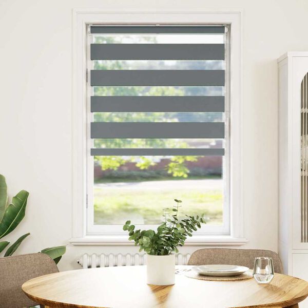 vidaXL zebragardin m&oslash;rkegr&aring; 80x150 cm stofbredde 75,9 cm polyester