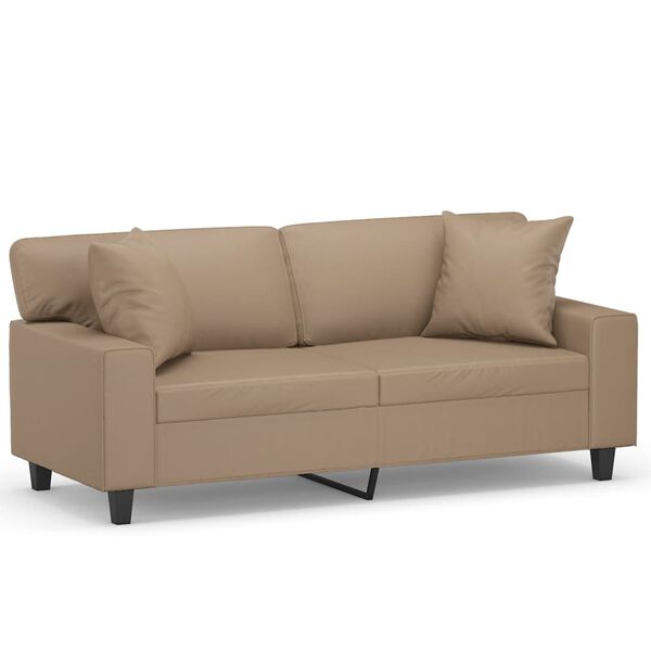 vidaXL 2-personers sofa med pyntepuder 140 cm kunstl&aelig;der cappuccino