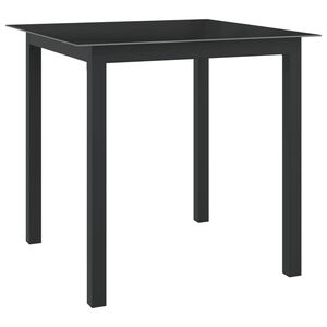 vidaXL havebord 80x80x74 cm glas og aluminium sort