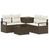 vidaXL Sofa S&aelig;t 6 stk. Brun og Creme Hvid Poly Rattan og St&aring;l