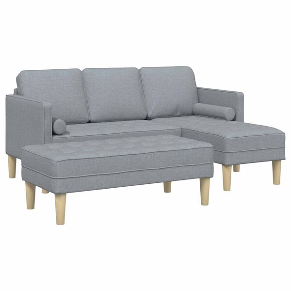 vidaXL Sofa S&aelig;t med pude 2 pcs Lysegr&aring; Polyester