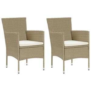 vidaXL spisebordsstole til haven 2 stk. polyrattan beige
