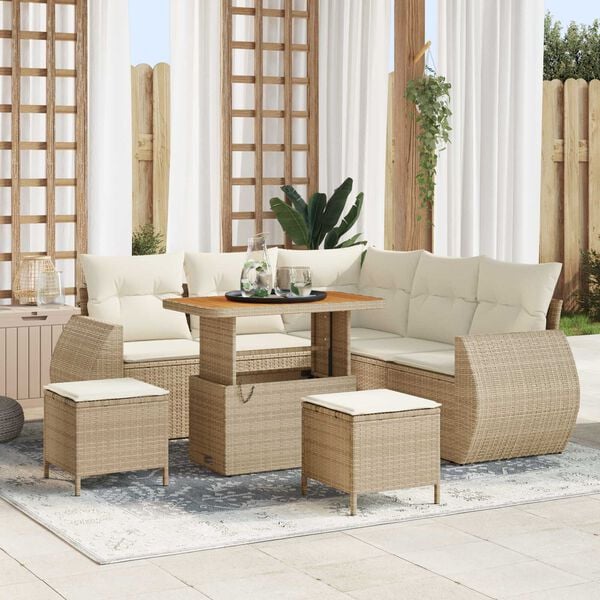 vidaXL Havesofa S&aelig;t 8 pcs Beige polyrattan