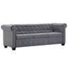vidaXL 3-personers chesterfieldsofa fl&oslash;jlsbekl&aelig;dning 199 x 75 x 72 cm gr&aring;