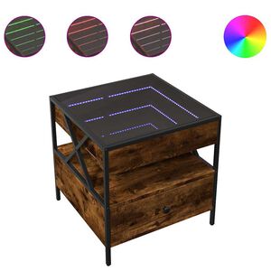 vidaXL sofabord med Infinity LED-lys 50x50x51 cm r&oslash;get egetr&aelig;sfarve