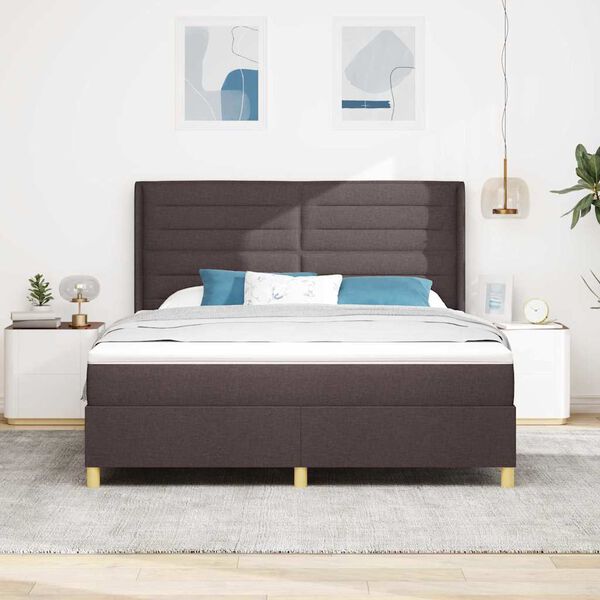 vidaXL Box spring seng med madras M&oslash;rk Brun 180 x 200 cm Stof