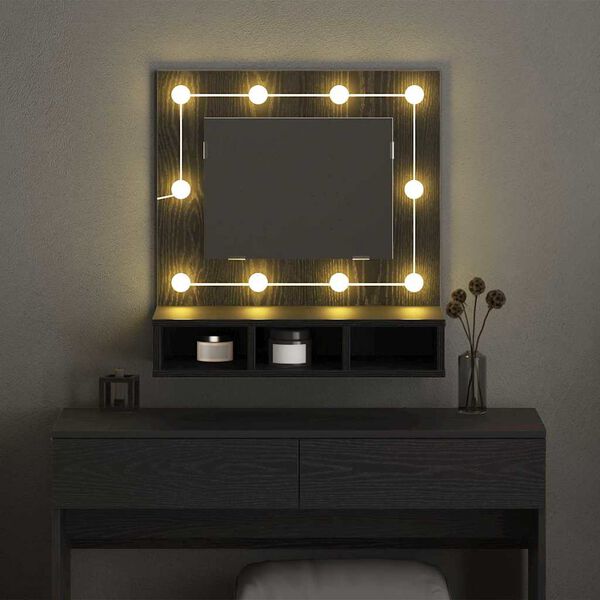 vidaXL Spejlskab med hylde Sort eg 60 x 31,5 x 62 cm Konstrueret træ