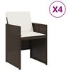vidaXL havestole 4 stk. med hynder polyrattan brun