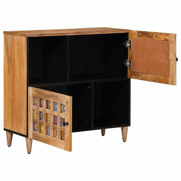 vidaXL Sideboard Naturfarvet 80 x 33,5 x 75 cm Massivt mangotr&aelig;
