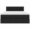 vidaXL Seng med opbevaring og LED med madras Sort 140 x 200 cm Stof