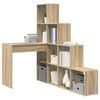 vidaXL Hj&oslash;rneskrivebord med hylde Sonoma eg 101,5 x 149,5 x 149,5 cm