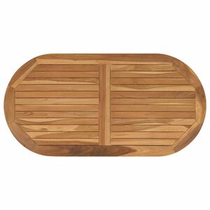 vidaXL Bordplade Oval Massiv Teaktr&aelig; Naturfarvet