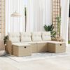vidaXL Havesofa S&aelig;t med pude med opbevaring 6 pcs Beige Poly rattan