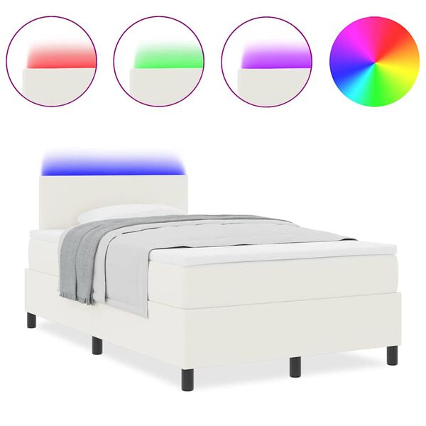 vidaXL Box spring seng Creme og hvid 203 x 120 x 88 cm Corduroy stof