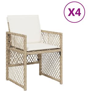 vidaXL havestole 4 stk. med hynder polyrattan beige