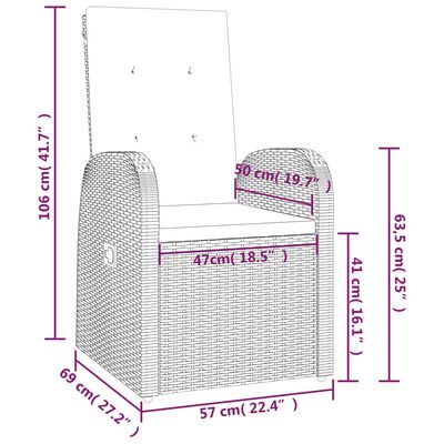vidaXL havelænestole 2 stk. med hynder polyrattan grå