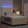 vidaXL LED Box Spring Bed med madras Creme 120 x 190 cm Stof