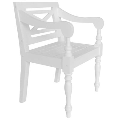 vidaXL Batavia-stole 2 stk. massivt mahognitræ hvid