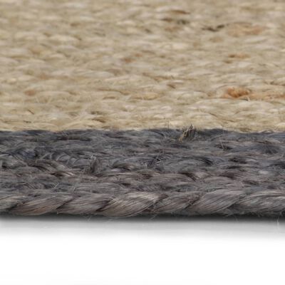 vidaXL håndlavet tæppe med mørkegrå kant jute 120 cm