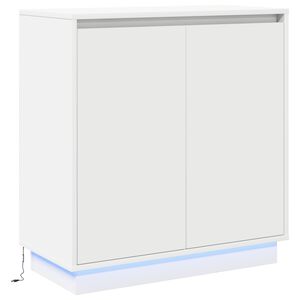 vidaXL LED Sideboard med hylde Hvid 71 x 34,5 x 75 cm Konstrueret tr&aelig;