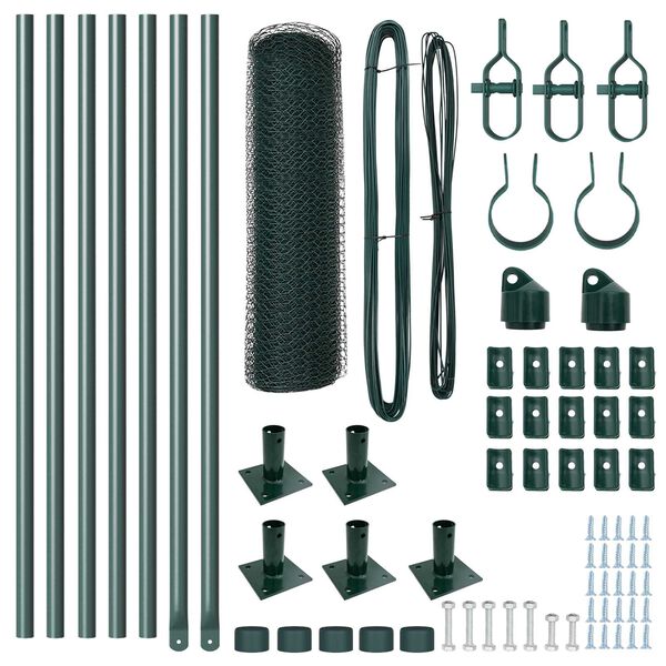 vidaXL Hegnspæl Grøn 10 x 0,5 m (25 mm mesh) Stål og PVC