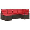 vidaXL Sofa S&aelig;t 6 stk. Brun og R&oslash;d polyrattan