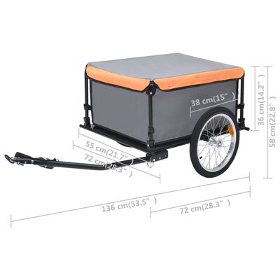 vidaXL cykelanhænger 65 kg grå og orange
