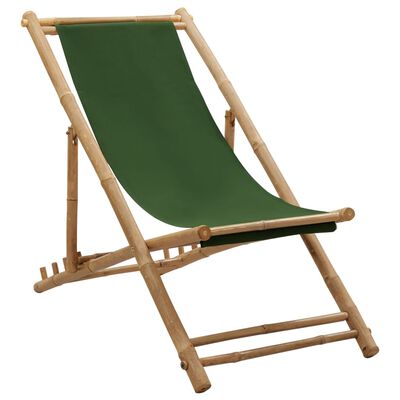 vidaXL strandstol bambus og lærred grøn
