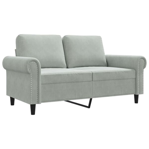 vidaXL 2-personers sofa 120 cm velour lysegr&aring;