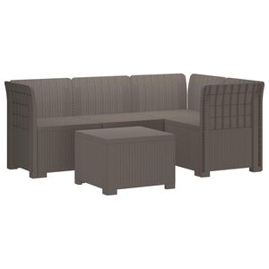 vidaXL 4-personers Have Sofa Rattan Look PP Lysegr&aring;