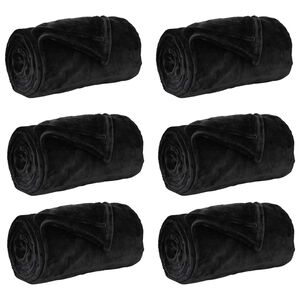 vidaXL Kastet&aelig;pper 6 stk. Sort 150 x 200 cm 4.68 kg Fleece