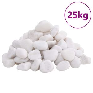vidaXL polerede sm&aring;sten 25 kg 2-5 cm hvid