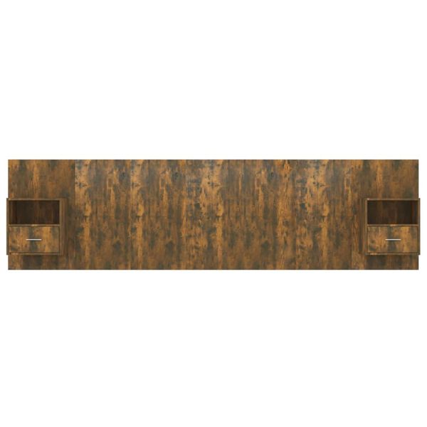 vidaXL sengegavl med opbevaring konstrueret træ røget egetræsfinish