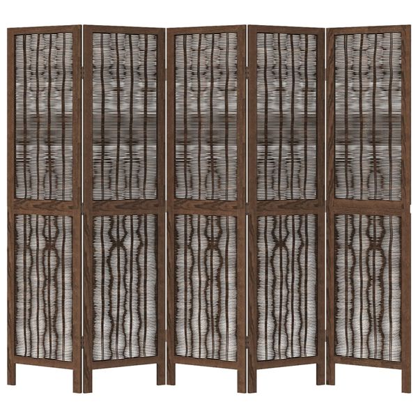 vidaXL rumdeler 5 paneler massivt kejsertr&aelig; m&oslash;rkebrun