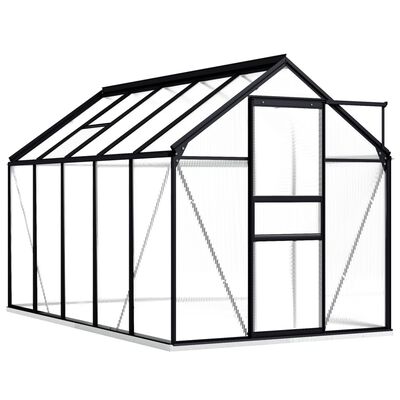 vidaXL drivhus med fundamentramme 5,89 m² aluminium antracitgrå
