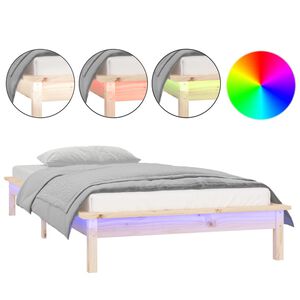 vidaXL sengeramme med LED 75x190 cm Small Single massivt tr&aelig;