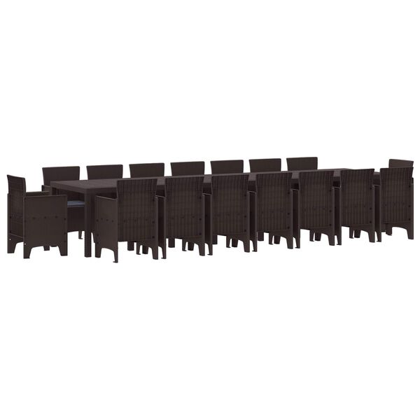 vidaXL Have Spises&aelig;t med Puder med pude 17 pcs Brun PP