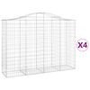 vidaXL buede gabionkurve 4 stk. 200x50x140/160 cm galvaniseret jern