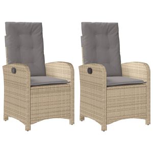 vidaXL havestole 2 stk. l&aelig;nefunktion + hynder polyrattan blandet beige