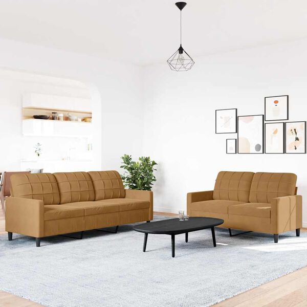 vidaXL sofasæt 2 dele med hynder velour brun