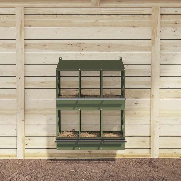 vidaXL redekasse til h&oslash;ns med 6 rum metal olivengr&oslash;n