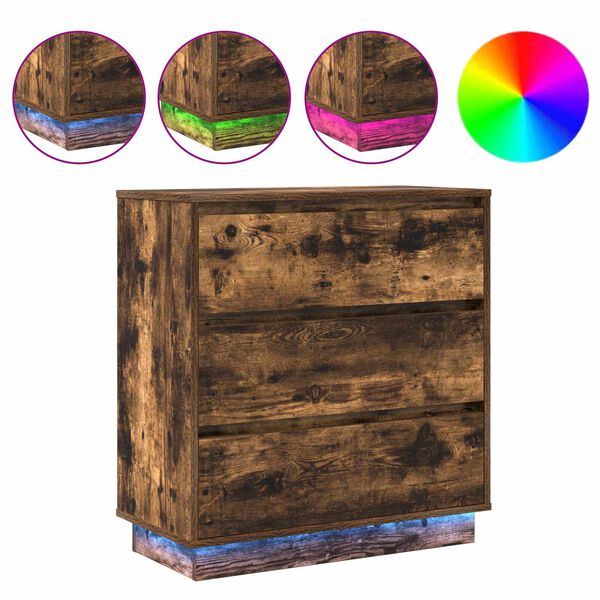 vidaXL Natskab med skuffe Røget eg 71 x 34,5 x 75 cm Konstrueret træ