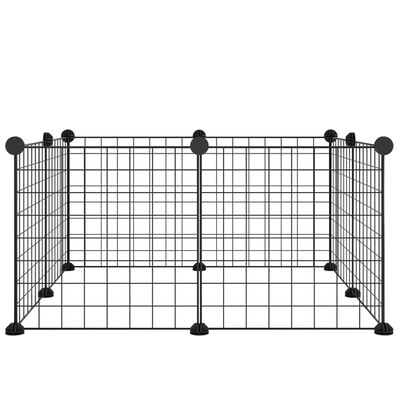 vidaXL 8-panels kæledyrsindhegning 35x35 cm stål sort