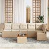 vidaXL Havesofa S&aelig;t med pude 7 pcs Beige Poly rattan