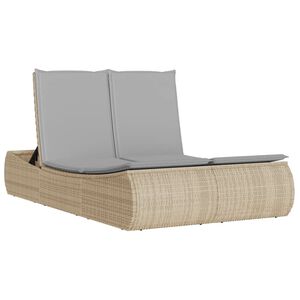 vidaXL solseng med hynder polyrattan beige