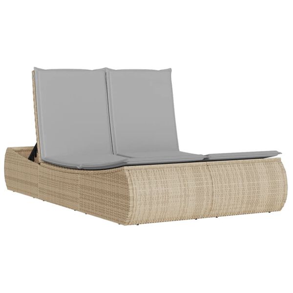 vidaXL solseng med hynder polyrattan beige