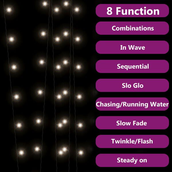 vidaXL lysk&aelig;der 2 stk. 2x200 LED inde/ude soldrevet kold hvid